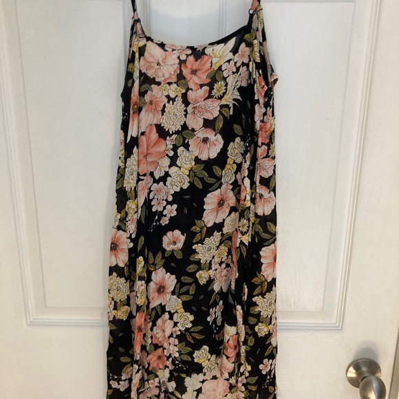 Billabong Floral Mini Dress Pink & Black Ruffle Detail Small - Picture 2 of 9